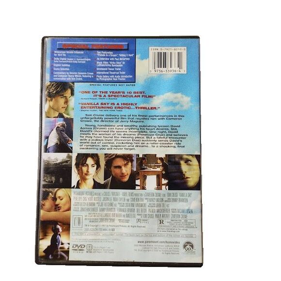 Vanilla Sky DVD 2001 Movie Tom Cruise R Drama Thriller - Picture 2 of 3